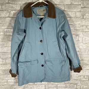 L.L. Bean Light Blue Chore Jacket Corduroy Collar Workwear Barn Coat Size Medium
